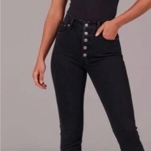 Abercrombie & Fitch Black Raw Hem High Rise Skinny Ankle Jeans| size 27